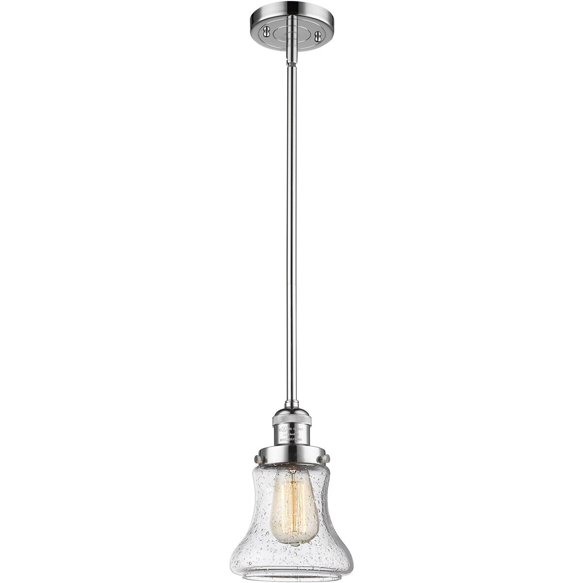 Franklin Restoration Bellmont LED 7 inch Polished Chrome Mini Pendant Ceiling Light in Seedy Glass, Franklin Restoration