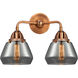 Nouveau 2 Fulton 2 Light 15 inch Antique Copper Bath Vanity Light Wall Light in Plated Smoke Glass