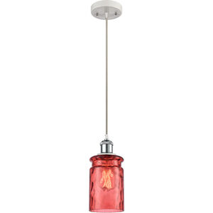 Ballston Candor LED 5 inch White and Polished Chrome Mini Pendant Ceiling Light in Jester Red Waterglass, Ballston