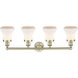 Bellmont 4 Light 33.5 inch Antique Brass Bath Vanity Light Wall Light in Matte White