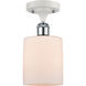 Ballston Cobbleskill LED 5 inch White and Polished Chrome Semi-Flush Mount Ceiling Light in Matte White Glass, Ballston