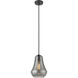 Fairfield LED 7 inch Matte Black Mini Pendant Ceiling Light in Plated Smoke Glass