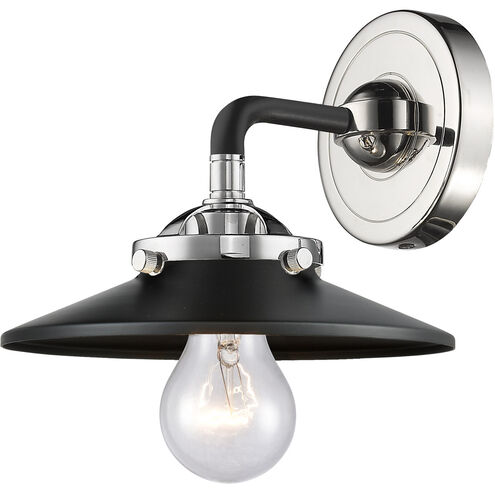 Nouveau Railroad 1 Light 8 inch Black Polished Nickel Sconce Wall Light in Matte Black, Nouveau