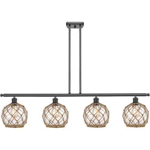 Ballston Farmhouse Rope LED 48 inch Oil Rubbed Bronze Island Light Ceiling Light in Clear Glass with Brown Rope, Ballston