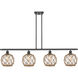 Ballston Farmhouse Rope LED 48 inch Oil Rubbed Bronze Island Light Ceiling Light in Clear Glass with Brown Rope, Ballston