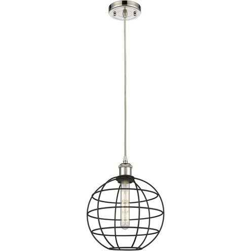 Lake Placid 1 Light 10 inch Polished Nickel and Matte Black Pendant Ceiling Light