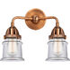 Nouveau 2 Small Canton 2 Light 13 inch Antique Copper Bath Vanity Light Wall Light in Clear Glass