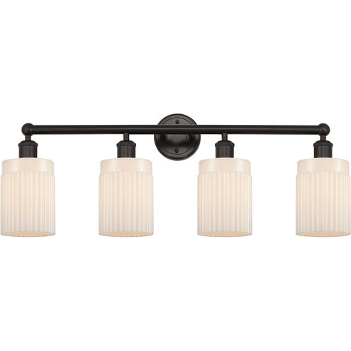 Edison Hadley 4 Light 32 inch Oil Rubbed Bronze Bath Vanity Light Wall Light in Matte White Glass