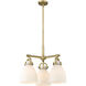 Newton Bell 3 Light 20.38 inch Brushed Brass Pendant Ceiling Light in Matte White Glass