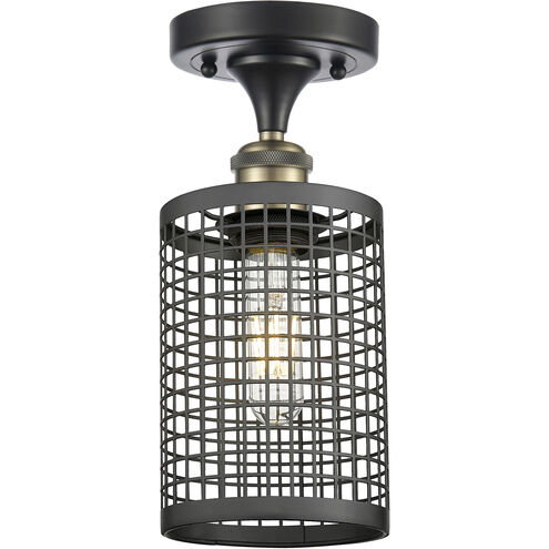 Nestbrook 1 Light 5 inch Black Antique Brass Semi-Flush Mount Ceiling Light in Matte Black