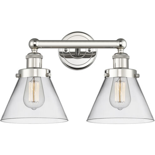 Cone 2 Light 16.75 inch Polished Nickel and Clear Bath Vanity Light Wall Light
