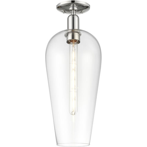 Downtown Urban Chelsea 1 Light 8 inch Polished Nickel Semi-Flush Mount Ceiling Light in Clear Deco Swirl