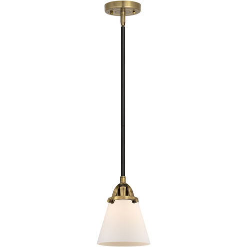 Nouveau 2 Cone 1 Light 6.25 inch Black Antique Brass Mini Pendant Ceiling Light in Incandescent, Matte White