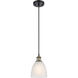 Ballston Castile LED 6 inch Black Antique Brass Mini Pendant Ceiling Light in White Glass, Black Textured, Ballston