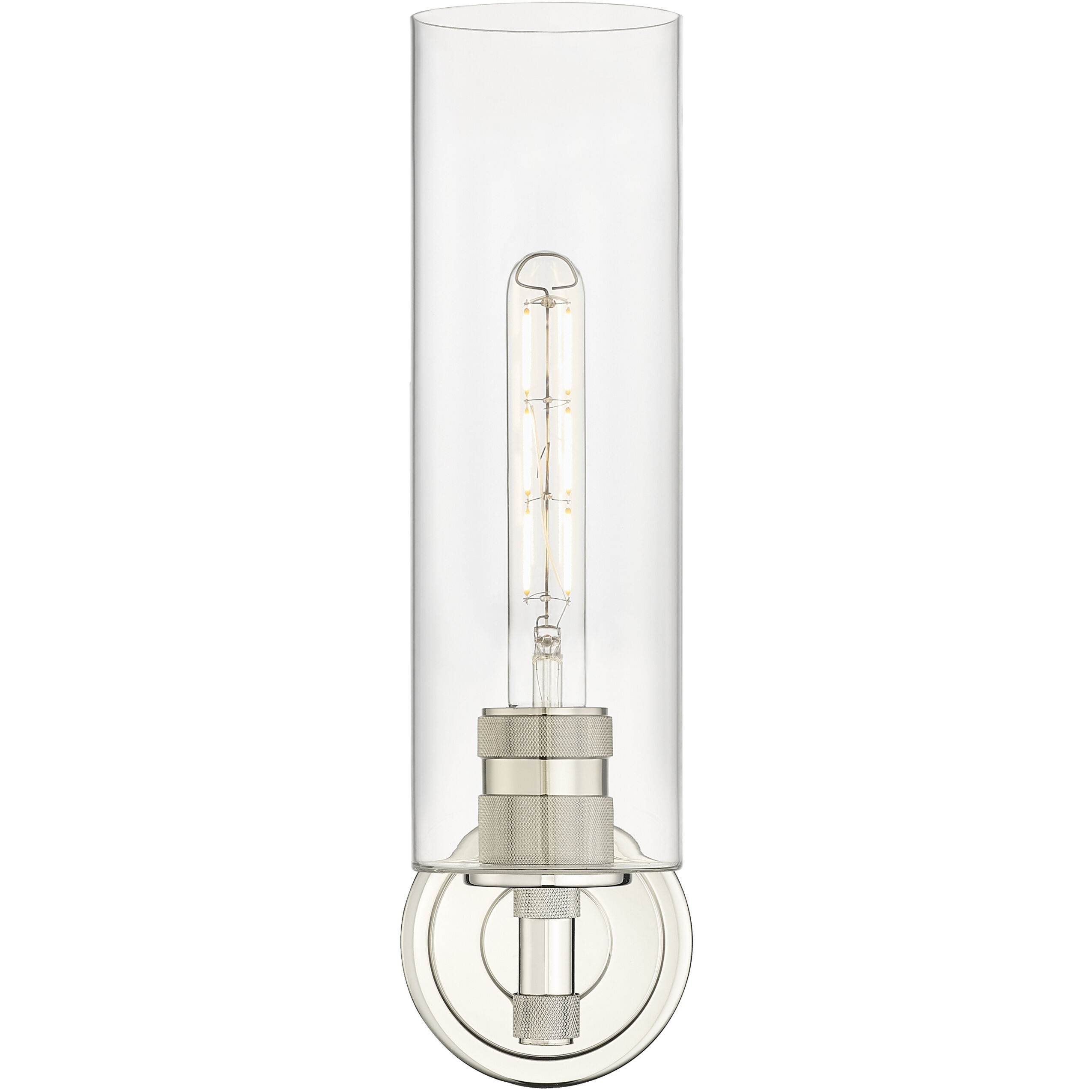 Crown Point Sconce Wall Light in Polished Nickel, Clear Glass