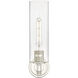 Crown Point Sconce Wall Light in Polished Nickel, Clear Glass