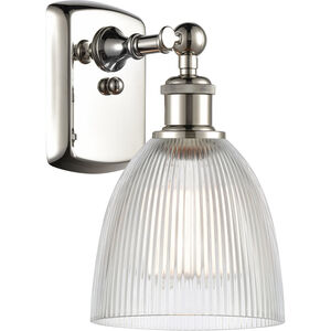Ballston Castile LED 6 inch Polished Nickel Sconce Wall Light in Clear Glass, Ballston