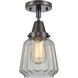 Franklin Restoration Chatham 1 Light 6 inch Matte Black Flush Mount Ceiling Light in Clear Glass