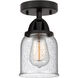 Nouveau 2 Small Bell LED 5 inch Matte Black Semi-Flush Mount Ceiling Light in Seedy Glass
