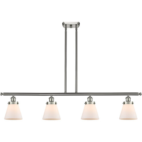 Ballston Small Cone LED 48 inch Brushed Satin Nickel Island Light Ceiling Light in Matte White Glass, Ballston