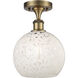 Edison White Mouchette 1 Light 8 inch Brushed Brass Semi-Flush Mount Ceiling Light