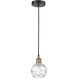 Athens Deco Swirl 1 Light 6 inch Black Antique Brass Mini Pendant Ceiling Light in Clear Deco Swirl Glass
