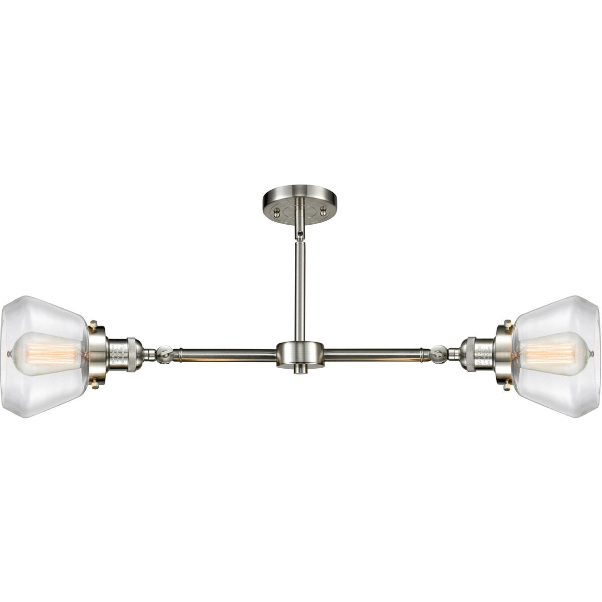 Franklin Restoration Fulton 2 Light 21 inch Brushed Satin Nickel Chandelier Ceiling Light in Clear Glass, Franklin Restoration