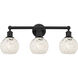 Edison White Mouchette 3 Light 24 inch Matte Black Bath Vanity Light Wall Light