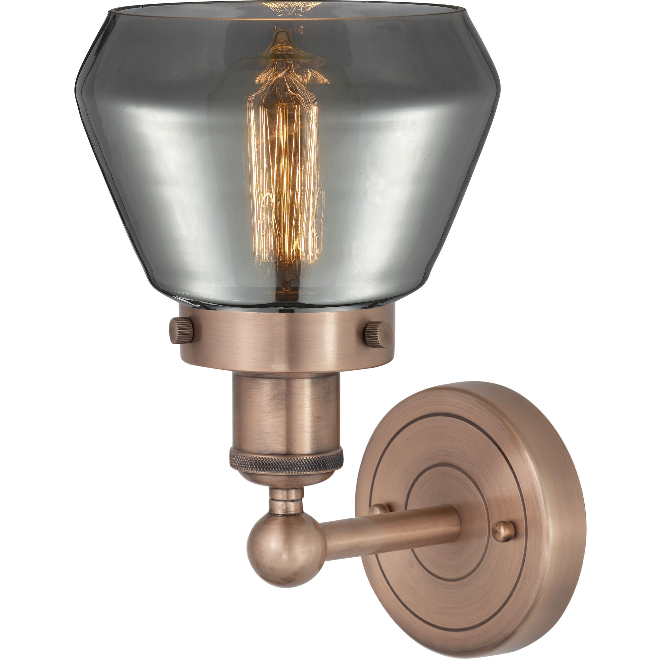 Fulton Sconce Wall Light in Antique Copper, Plated Smoke