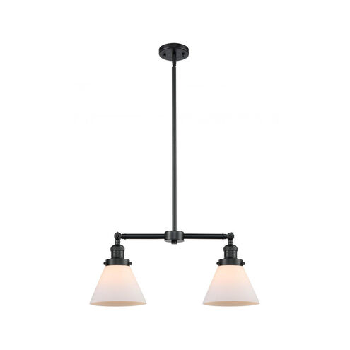Franklin Restoration Large Cone 2 Light 21 inch Oil Rubbed Bronze Chandelier Ceiling Light in Matte White Glass, Franklin Restoration