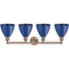 Plymouth Dome 4 Light 34.5 inch Antique Copper Bath Vanity Light Wall Light in Blue