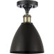 Metal Bristol 1 Light 7.5 inch Black Antique Brass Semi-Flush Mount Ceiling Light