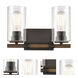 Westlake 2 Light 13 inch Matte Black Bath Vanity Light Wall Light in Seedy Glass