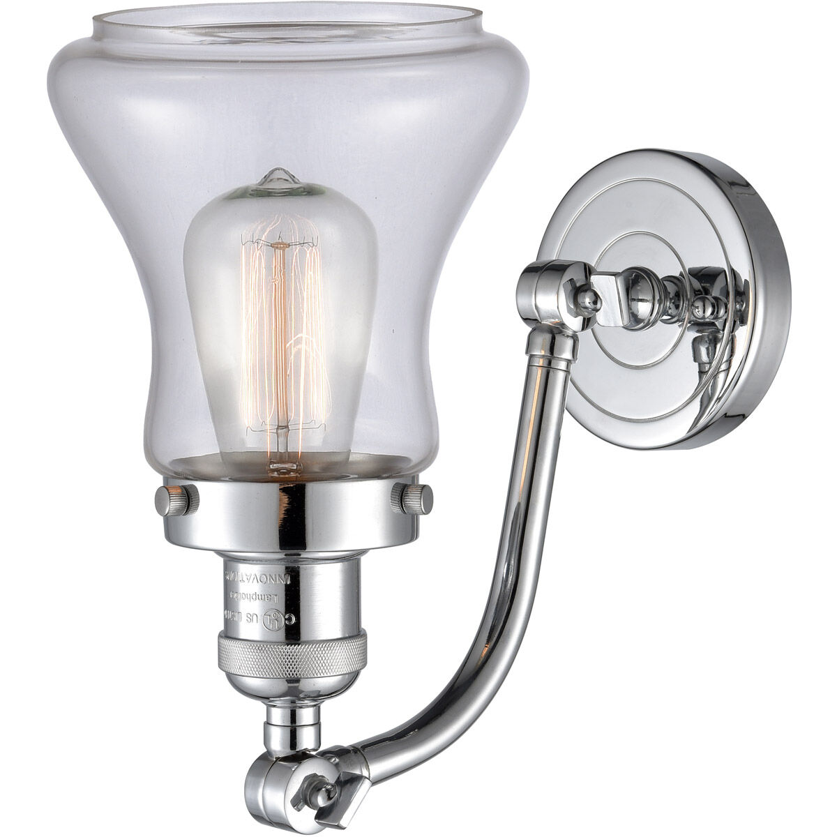 Franklin Restoration Bellmont 1 Light 7 inch Polished Chrome Sconce Wall Light in Clear Glass, Franklin Restoration