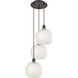 Ballston White Mouchette 3 Light 16.5 inch Oil Rubbed Bronze Cord Hung Multi Pendant Ceiling Light