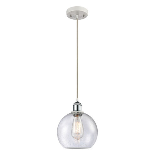 Ballston Athens LED 8 inch White and Polished Chrome Mini Pendant Ceiling Light in Seedy Glass, Ballston