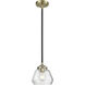 Nouveau Fulton LED 6.75 inch Black Antique Brass Mini Pendant Ceiling Light in Clear, Nouveau
