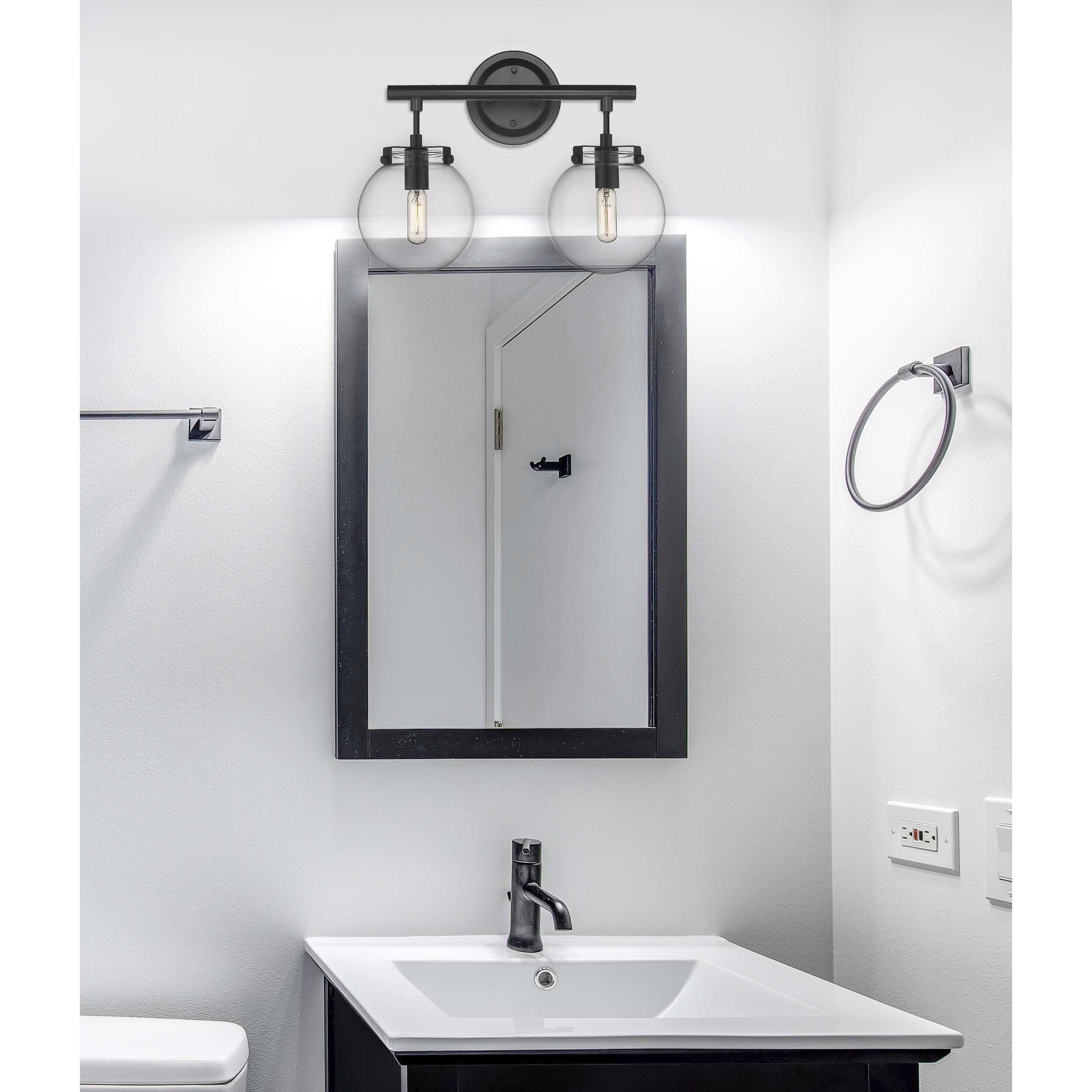Auralume Span LED 15 inch Matte Black Bath Vanity Light Wall Light