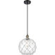 Ballston Large Farmhouse Rope 1 Light 10 inch Black Antique Brass Mini Pendant Ceiling Light in Clear Glass with White Rope, Ballston