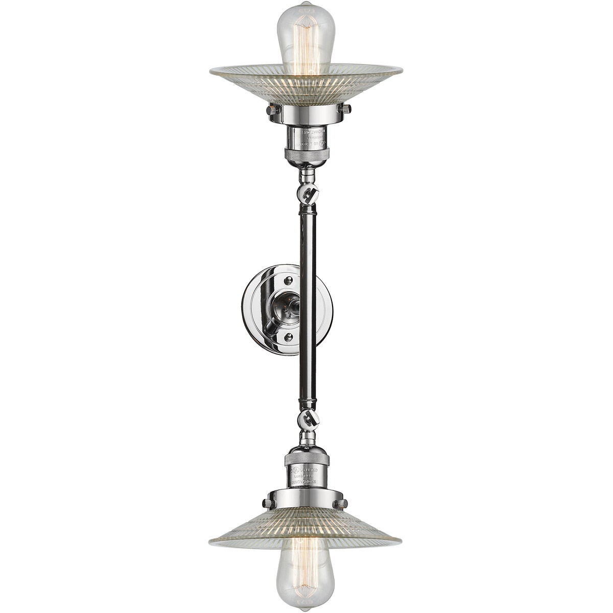 Franklin Restoration Halophane LED 18 inch Polished Chrome Bath Vanity Light Wall Light in Clear Halophane Glass, Franklin Restoration