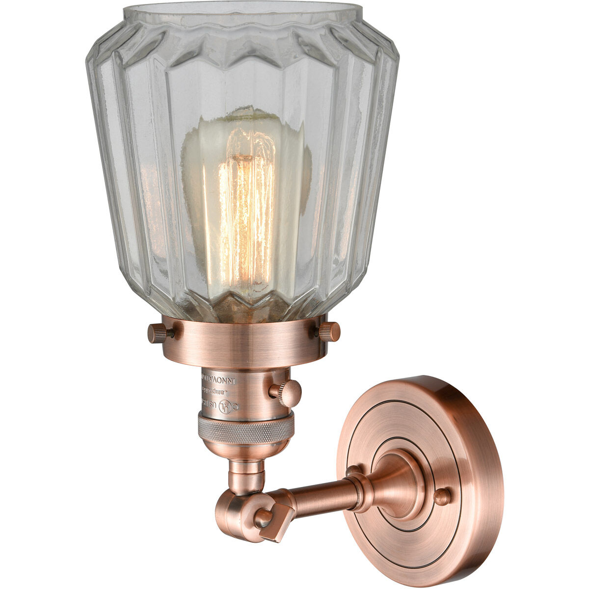 Franklin Restoration Chatham 1 Light 6 inch Antique Copper Sconce Wall Light in Clear Glass, Franklin Restoration