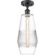 Ballston Windham LED 7 inch Matte Black Semi-Flush Mount Ceiling Light in Clear Glass