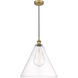 Edison Cone 1 Light 16 inch Brushed Brass Pendant Ceiling Light