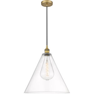 Edison Cone 1 Light 16 inch Brushed Brass Pendant Ceiling Light