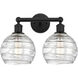 Athens Deco Swirl 2 Light 17 inch Matte Black Bath Vanity Light Wall Light in Clear Deco Swirl Glass