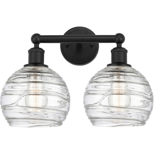 Athens Deco Swirl 2 Light 17 inch Matte Black Bath Vanity Light Wall Light in Clear Deco Swirl Glass