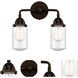Nouveau 2 Dover 2 Light 13 inch Oil Rubbed Bronze Bath Vanity Light Wall Light in Seedy Glass