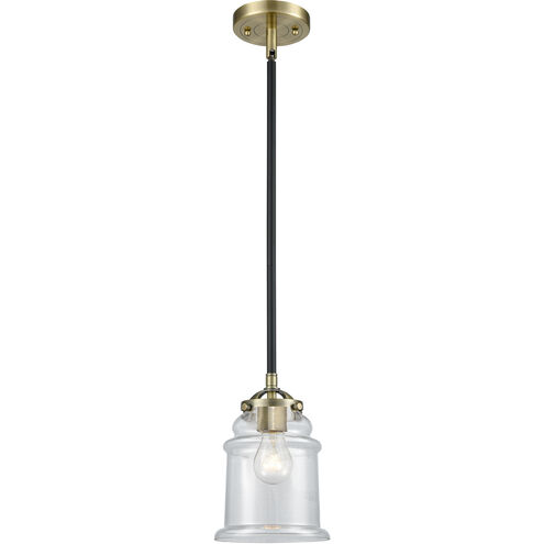 Nouveau Canton 1 Light 6 inch Black Antique Brass Mini Pendant Ceiling Light in Clear Glass, Nouveau