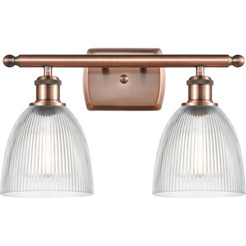 Ballston Castile LED 16 inch Antique Copper Bath Vanity Light Wall Light in Clear Glass, Ballston