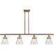 Ballston Small Cone 4 Light 48 inch Brushed Brass Island Light Ceiling Light in Seedy Glass